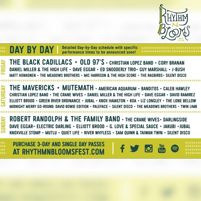 Rhythm N Blooms Music Festival 2016 Lineup